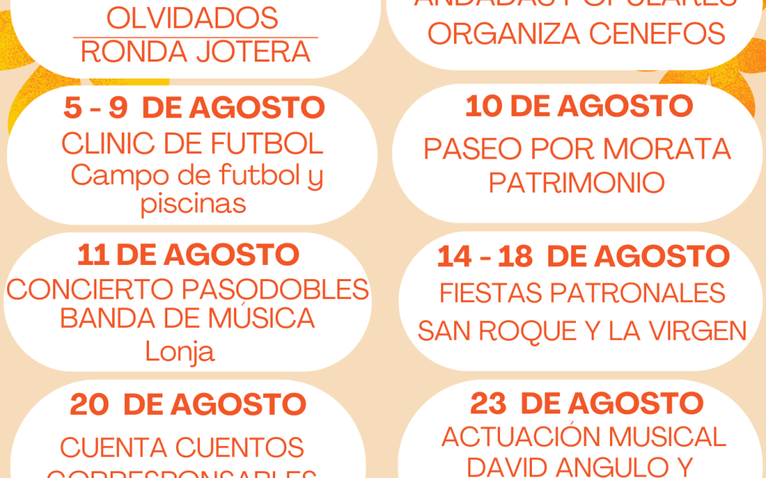 Programación cultural mes de agosto de 2024